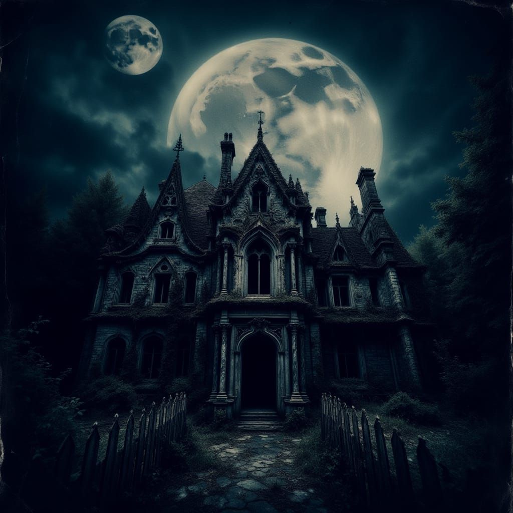 Medieval Mansion Garden Under Two Moons