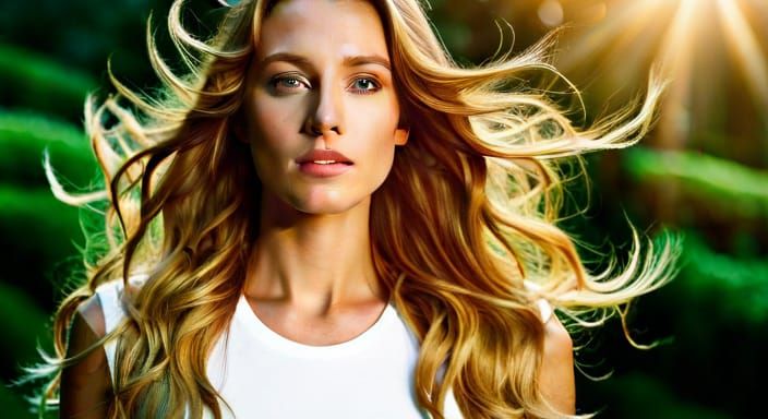 Wavy Hair Portrait in Summer Sunshine