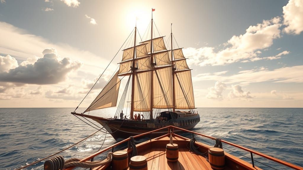 Confident Indonesian Phinisi Ship Sails Majestically Across ...