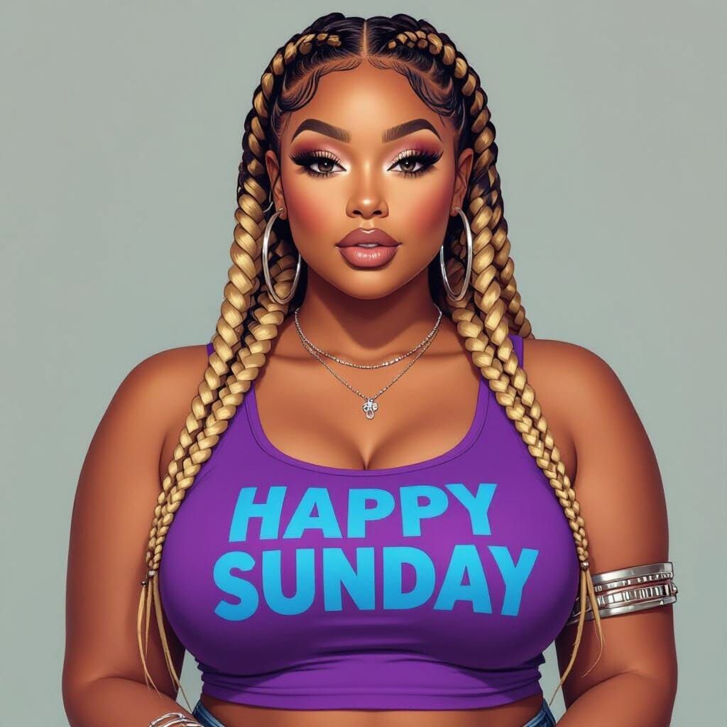 Stunning Plus Size Woman with Braids and Jewelry