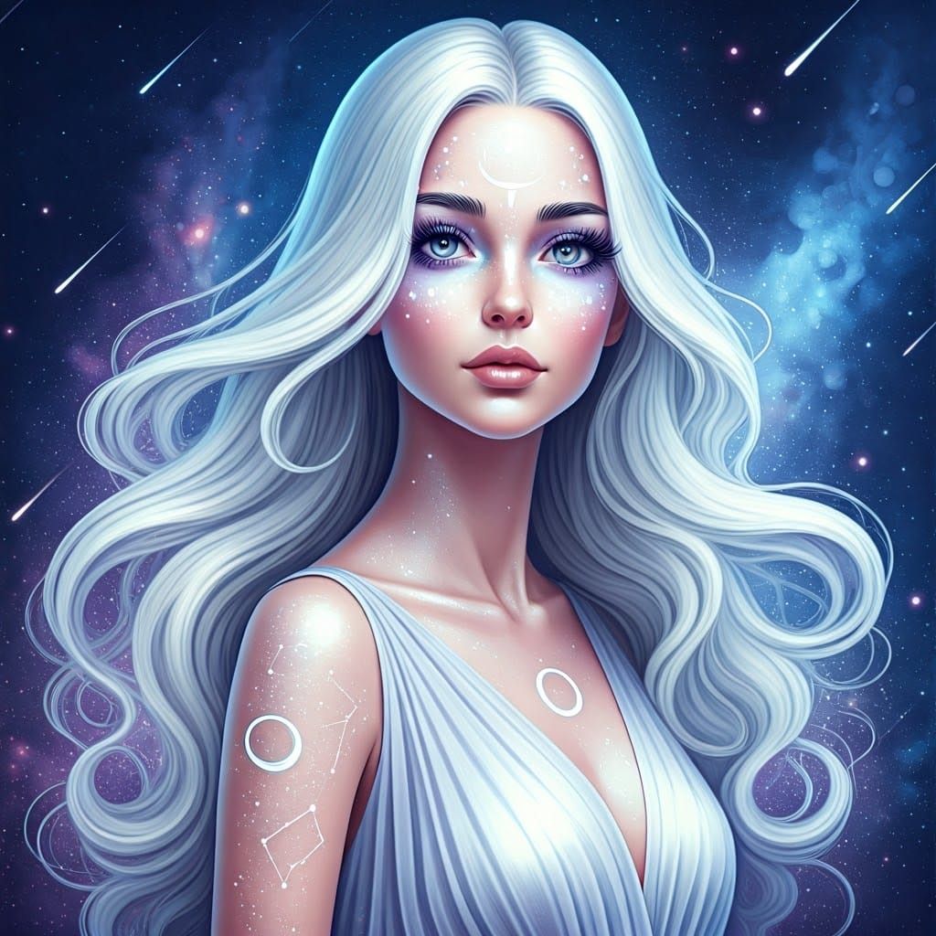 Dreamy Watercolor Painting of Celestial Beauty in Ethereal G...