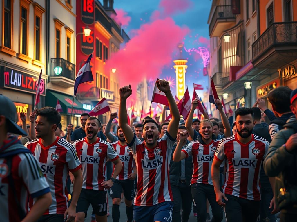 LASK Fans Celebrate Victory in Vibrant Linz Streets