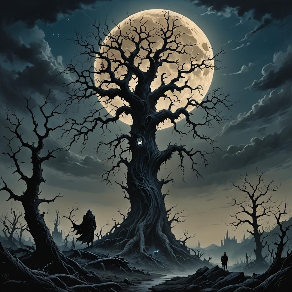 Gothic Creature in Zaffre Hues: Dark Fantasy Illustration