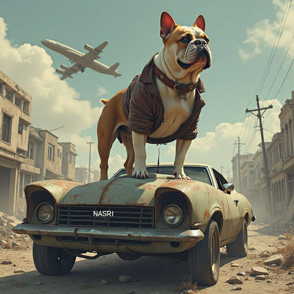 Apocalyptic Bulldog Sentinel of the City Ruins