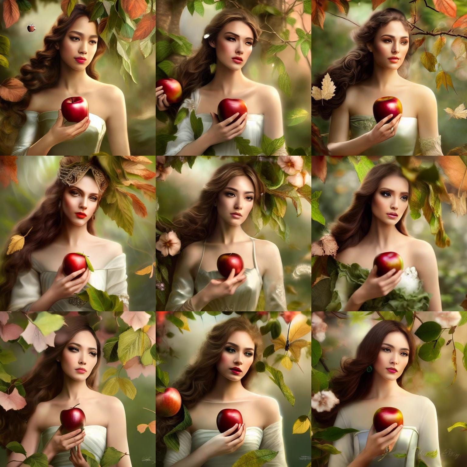 Hyperrealistic Eve in Paradise with Apple