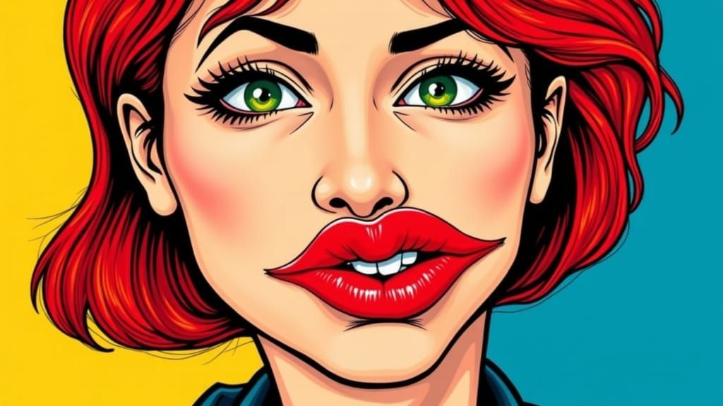 Pop Art Portrait With Exaggerated Mouth