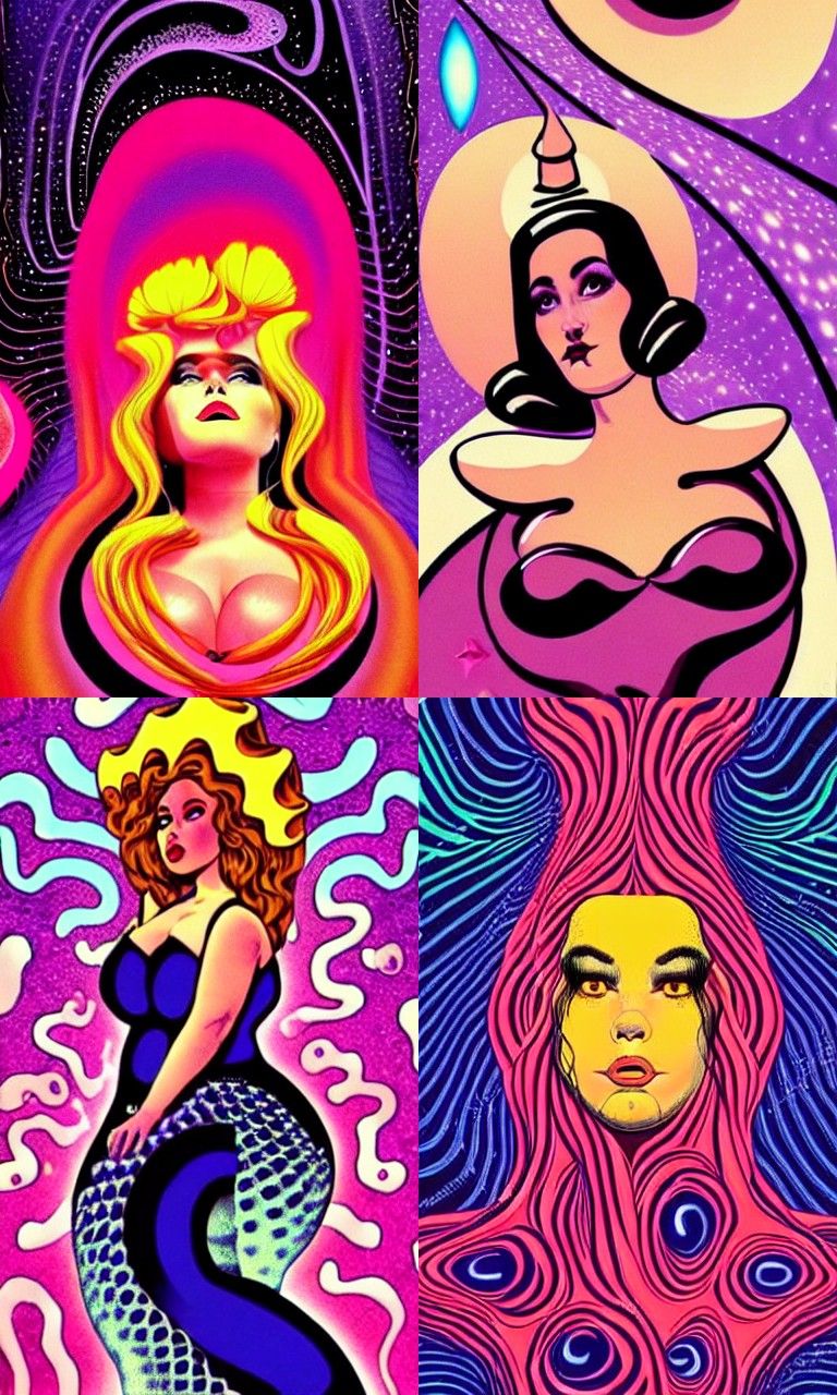 Surreal Space Queen in a Trippy Dreamscape