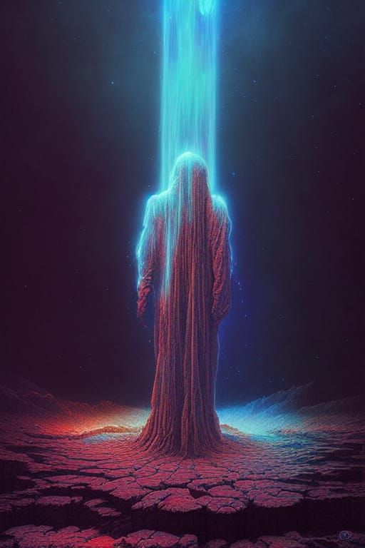 Cosmic Nebula: Holographic Astral Illustration in Mixed Medi...