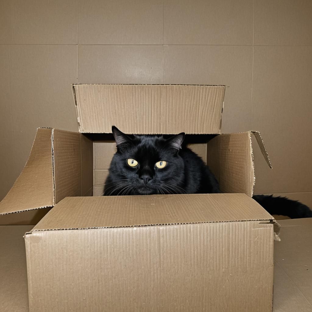 Black Cat Comfortably Fits in Box