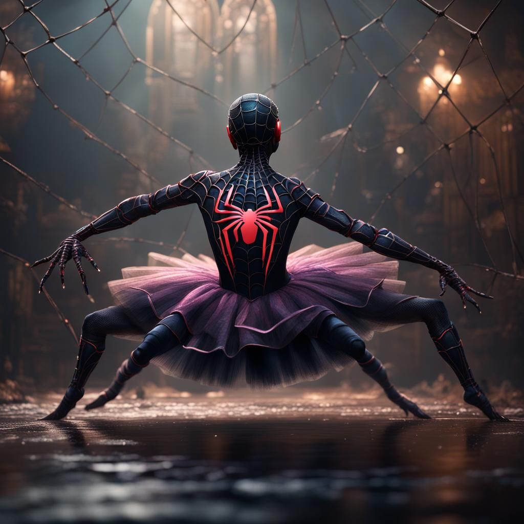 Spider in Ballet Tutu: Detailed Matte Painting