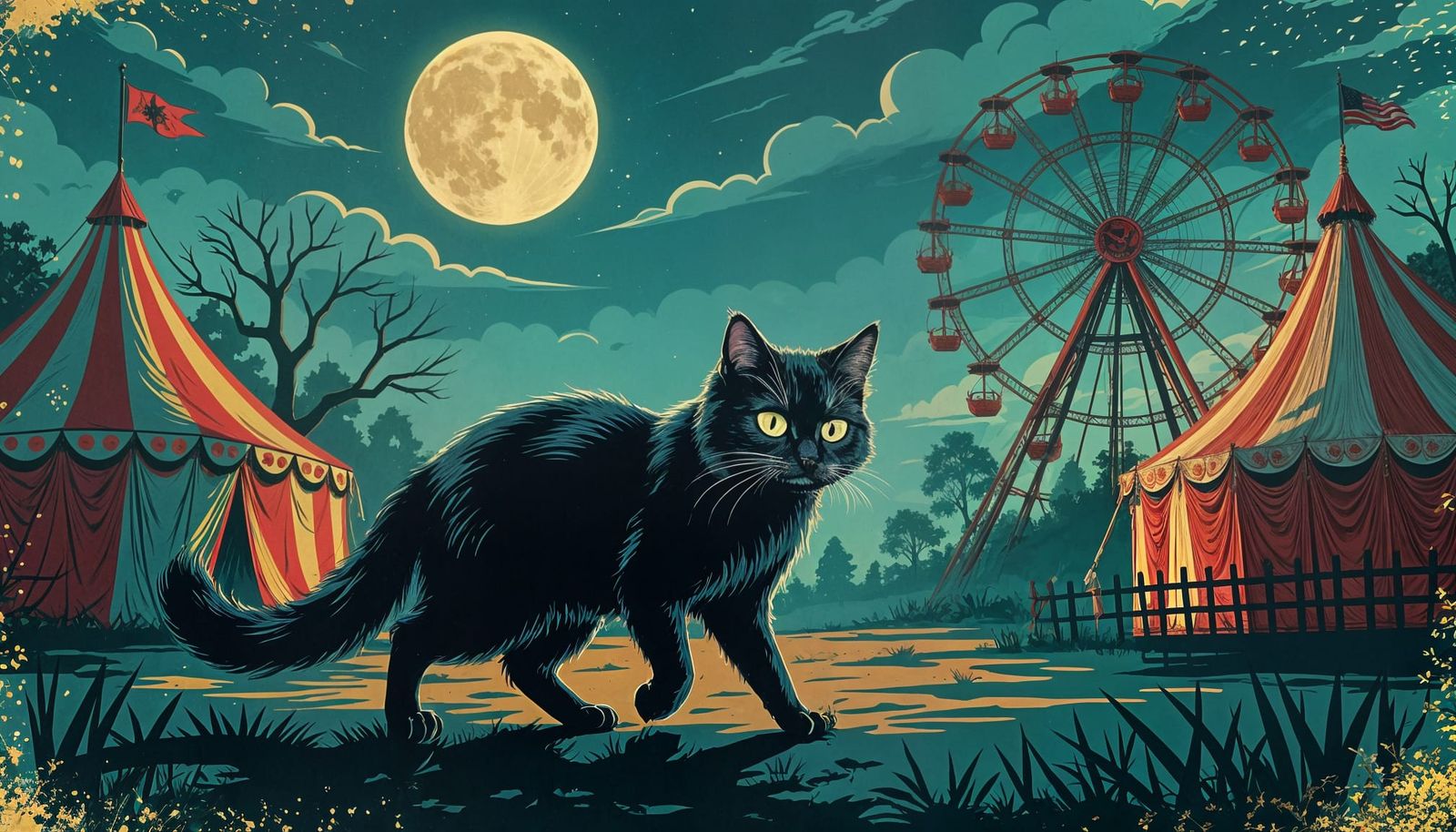 Spectral Feline Prowls Haunted Carnival