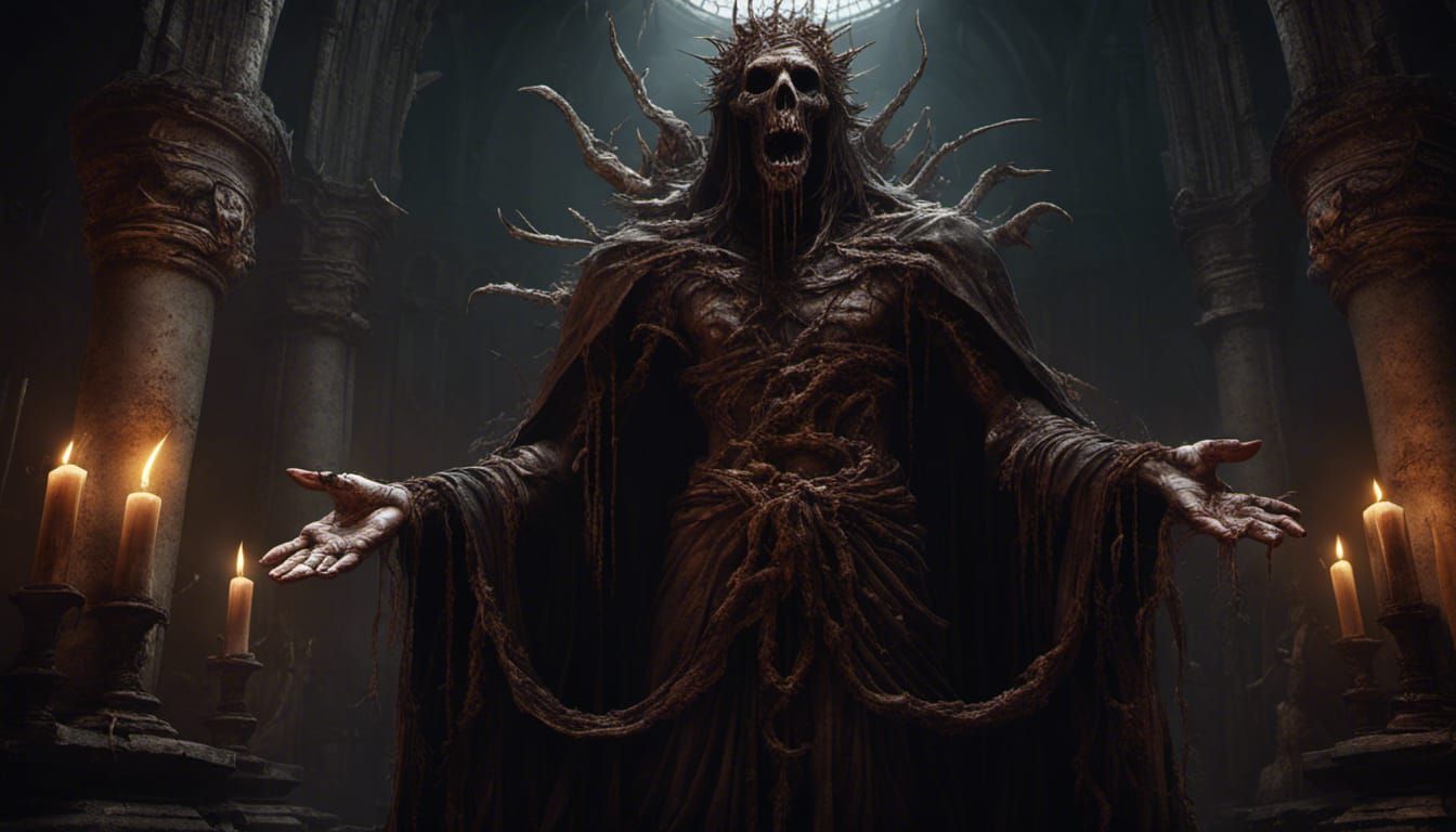 Creepy Beheaded God: Dark Fantasy Concept Art