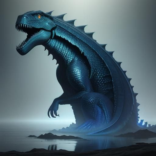 Mystical Serpent Emerges from Misty Lake in Digital Art