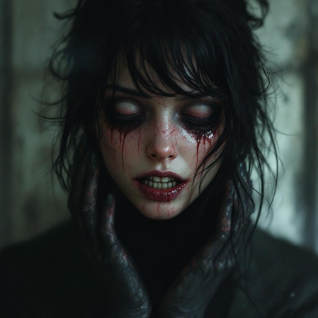 Creepy Female Portrait with Dramatic Lighting