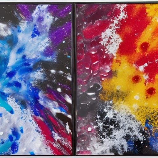 Abstract Pour Painting with Dotted Diamond Pattern