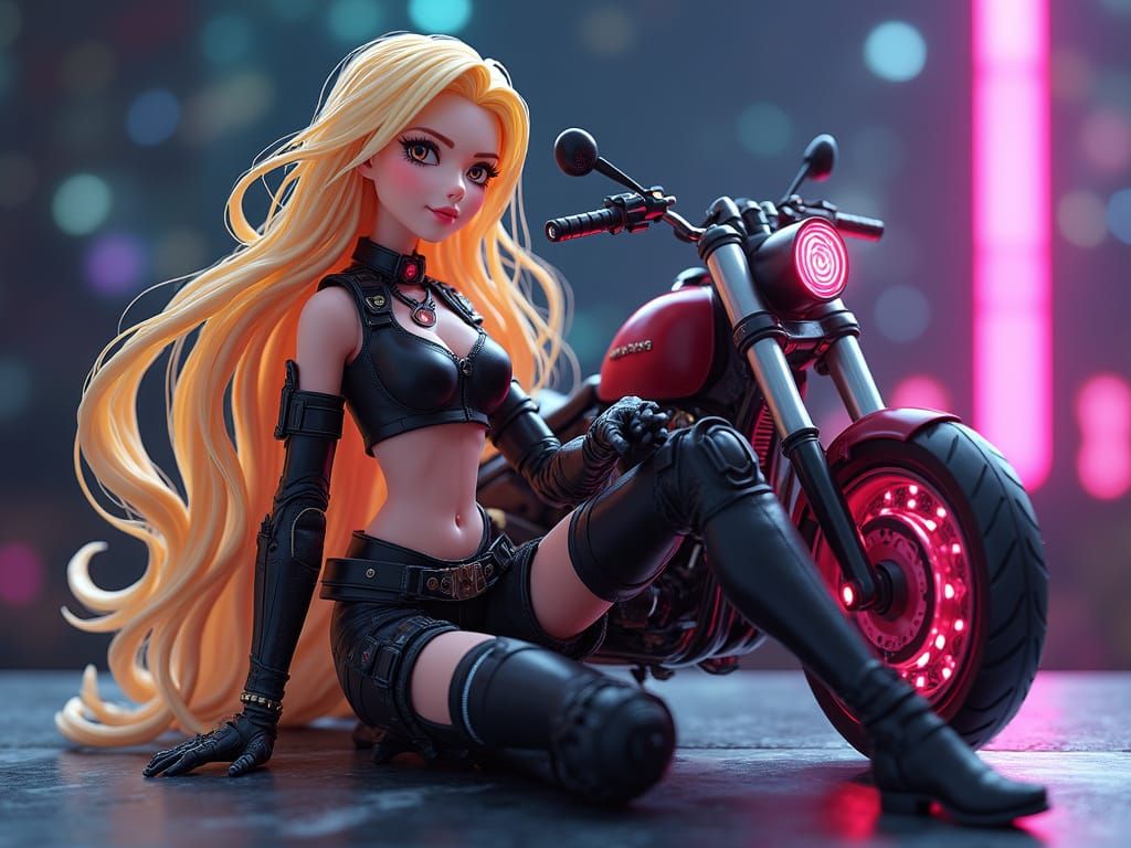 Anime Cyberpunk Sheriff Doll in Futuristic Armor