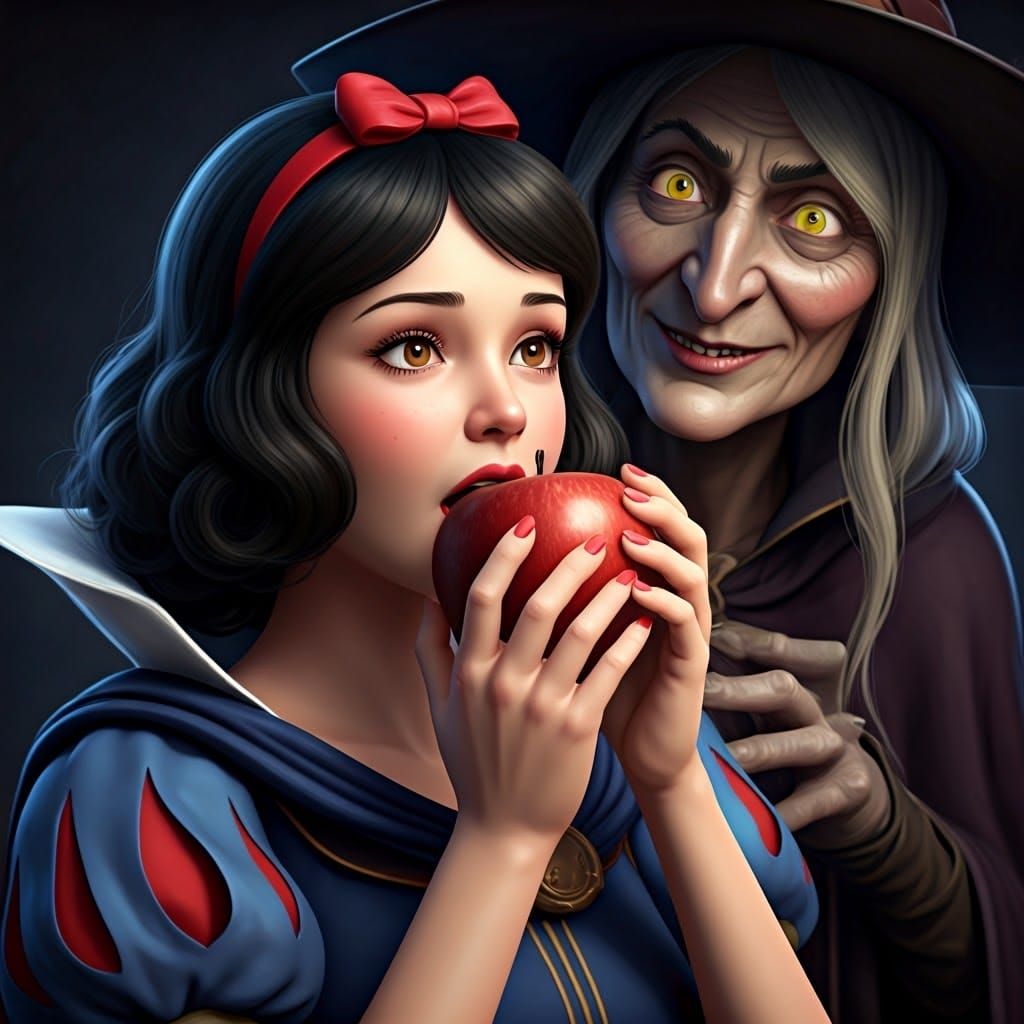 Snow White and the Poisoned Apple in Anime Style
