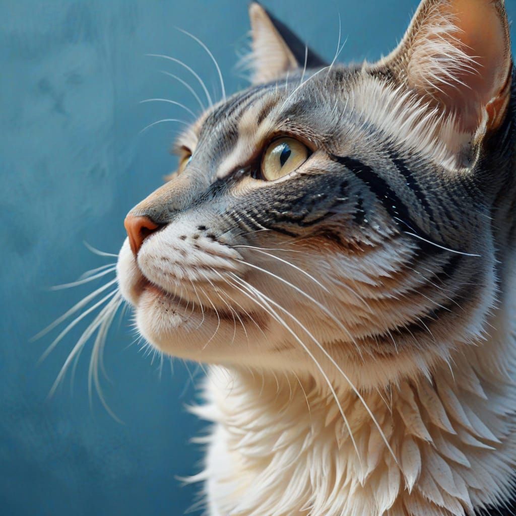 Traditional Japanese Cat Portrait in Woodblock Style