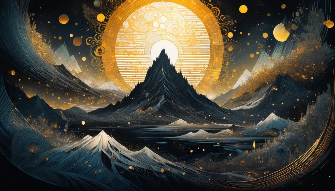 Hyperdetailed Chiaroscuro Ink Painting of the Sun