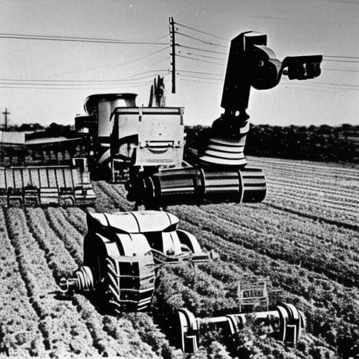 Great Depression: Mechs Farming Land in 1930s Style