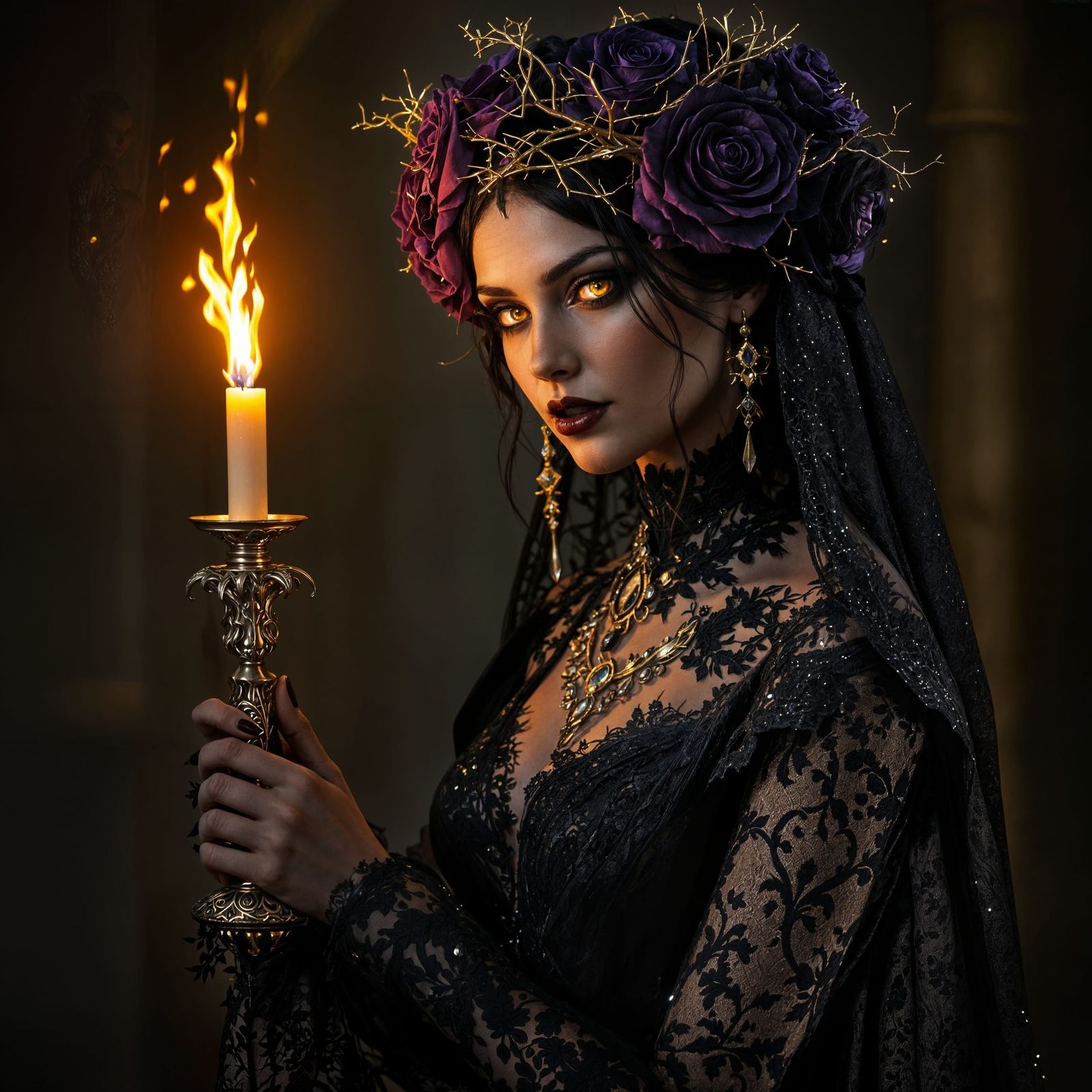 Gothic Goddess Weaves Shadows into Enchanting Symphony