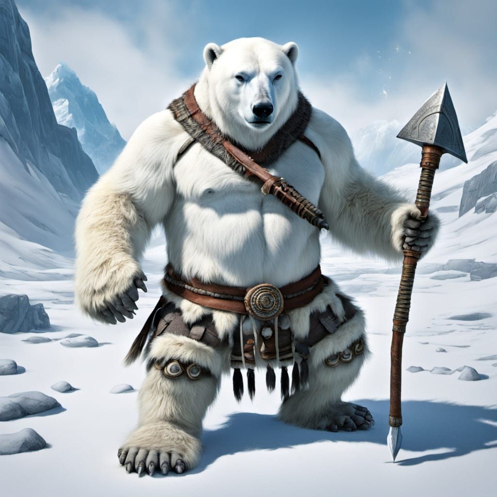 Fierce Inuit Warrior with Bear's Fury