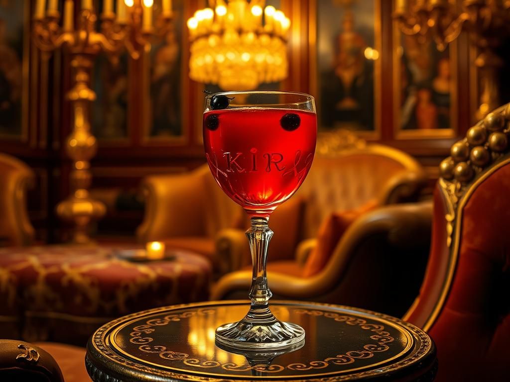Kir, a popular wine cocktail, made with Cassis liqueur