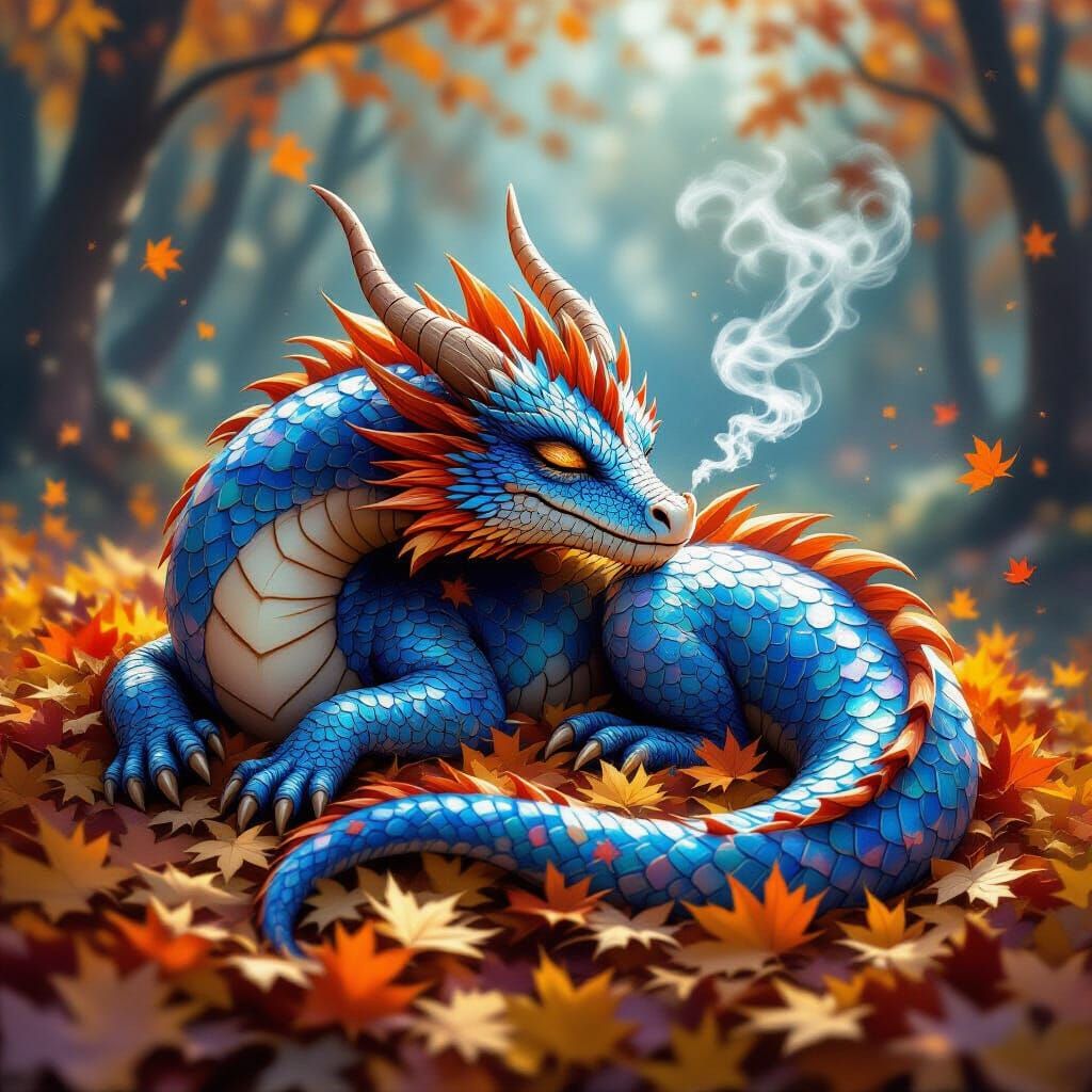 Dragon Dreaming of Nebulae in Space Art Style