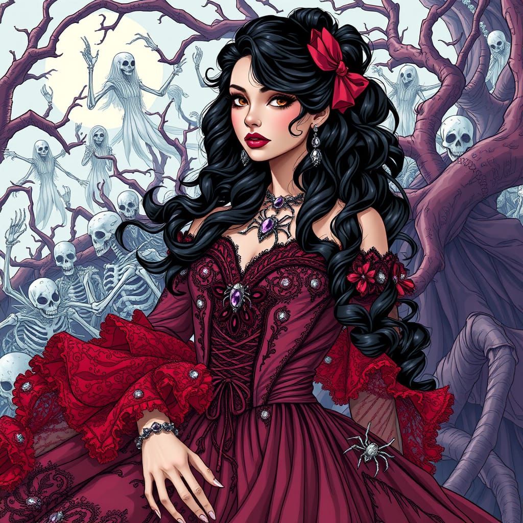 Gothic Fantasy Portrait in Comic Book Style