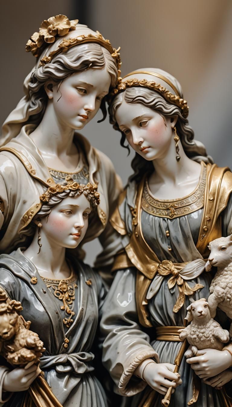 Neoclassical Porcelain Shepherd Sculpture in Natural Light