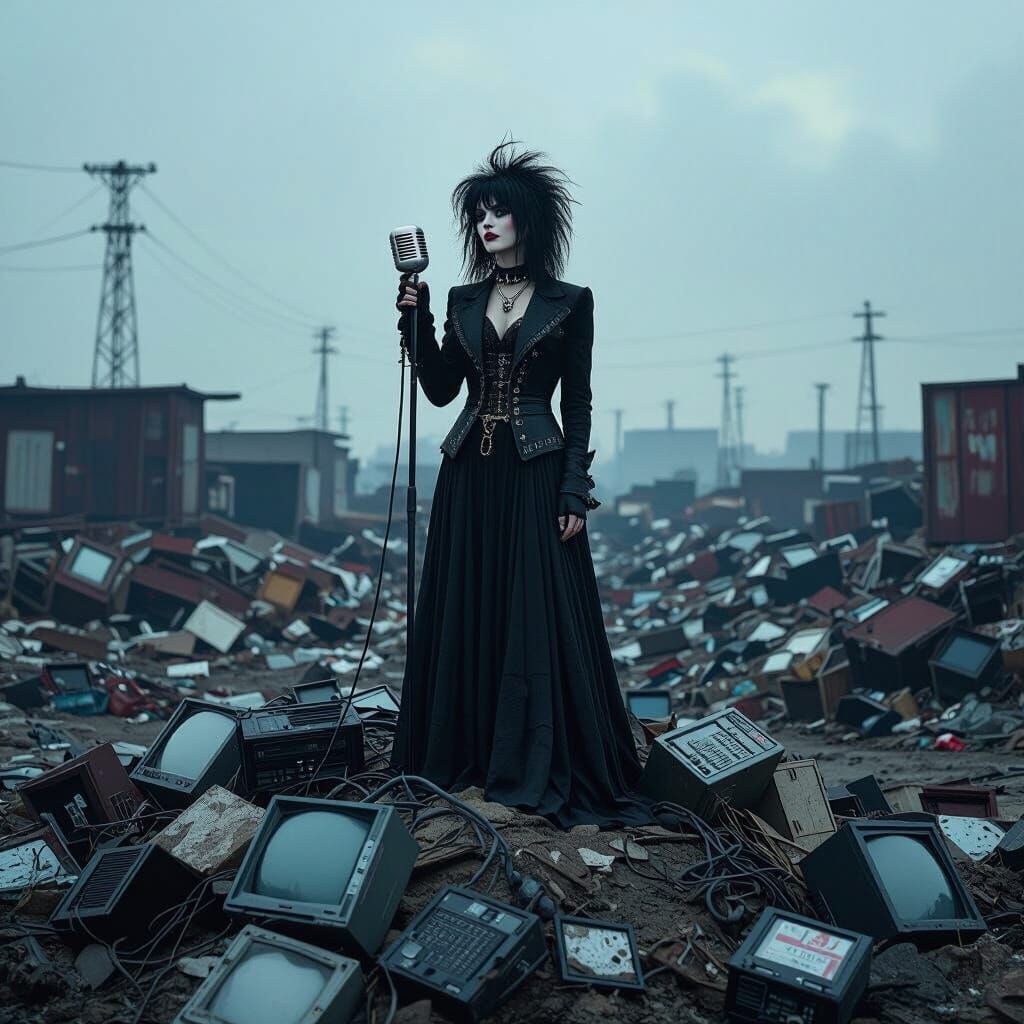 Siouxsie Sioux in Dystopian Junkyard, Darkwave Aesthetic