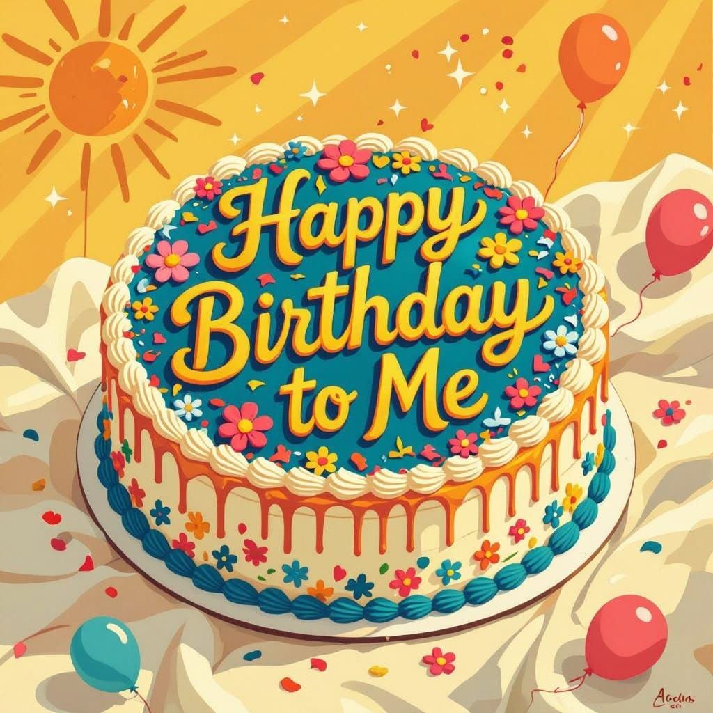 Vibrant Birthday Cake with Whimsical Flair