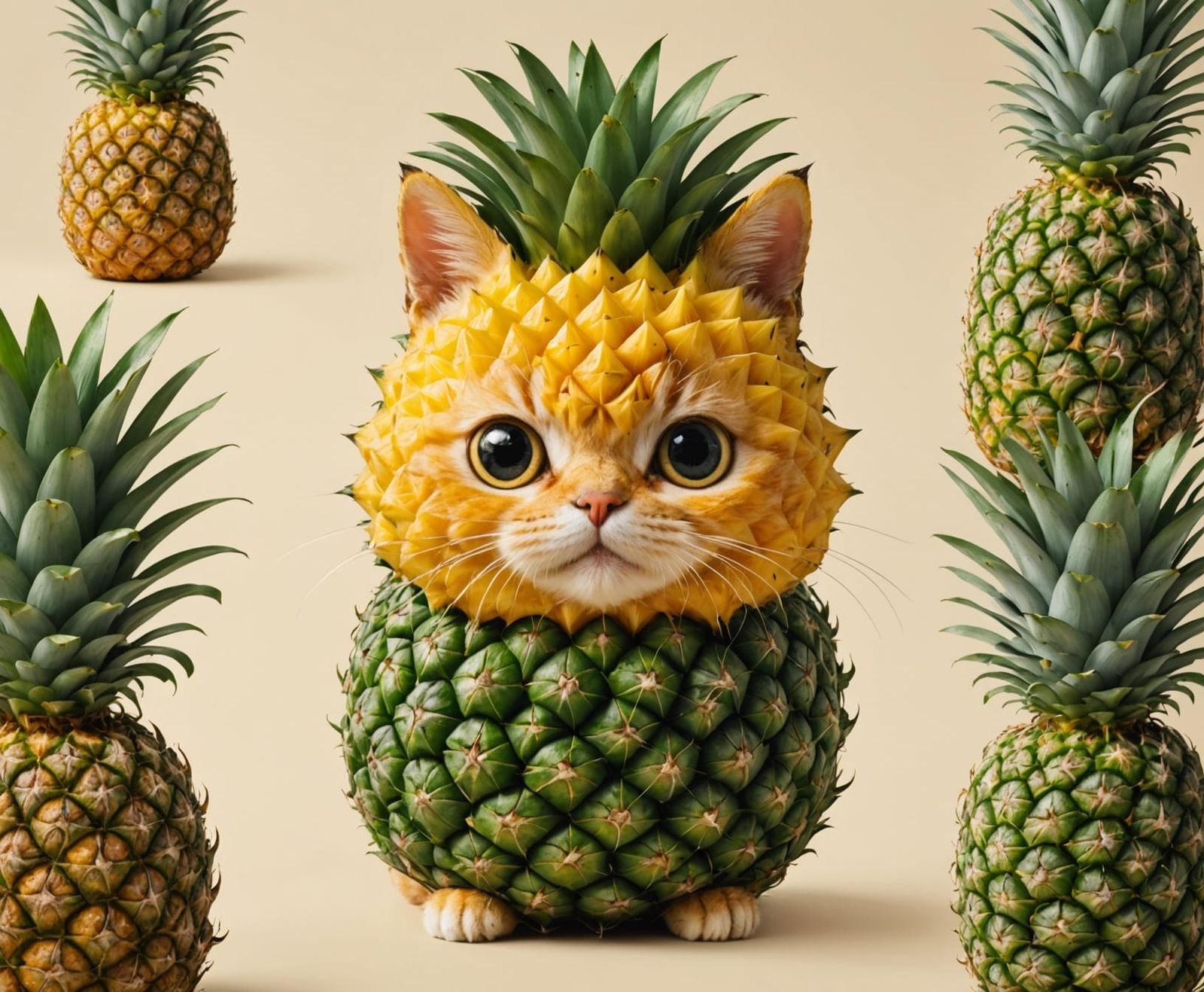 Cute Pineapple Cat in Vivid Colors