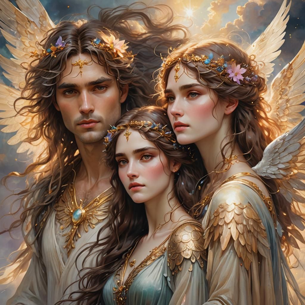 Entwined Dark Fae Portrait in Watercolor Style