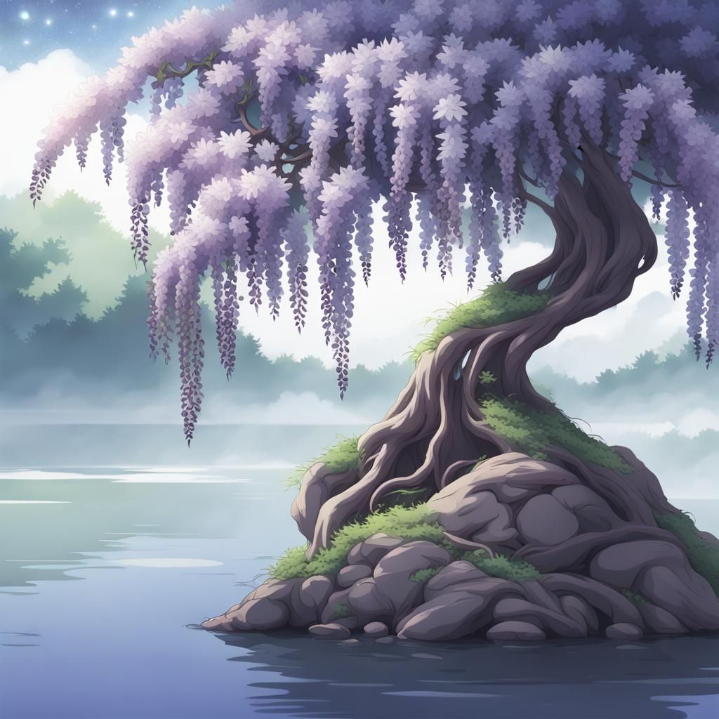 Bonsai Silhouette in Anime Style
