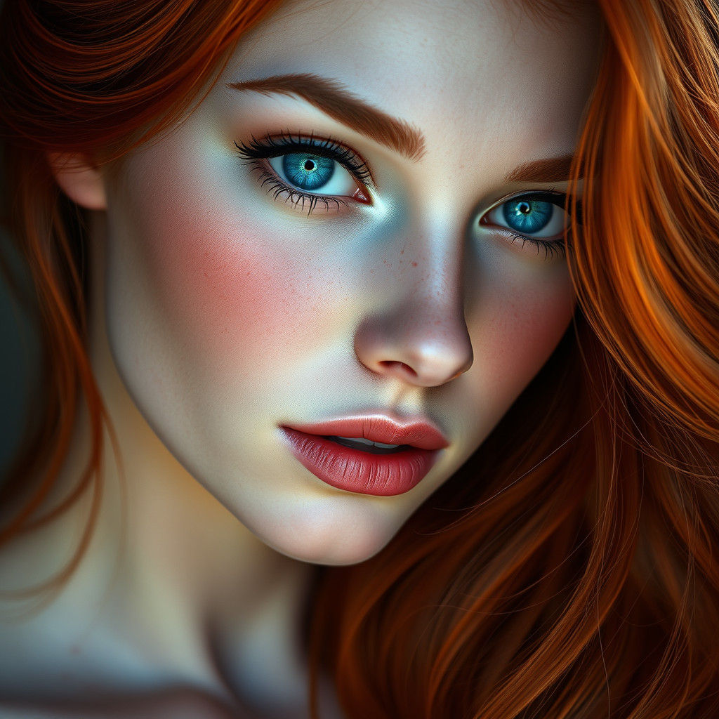 Hyper-Realistic Portrait of a Redhead in Art Nouveau Style