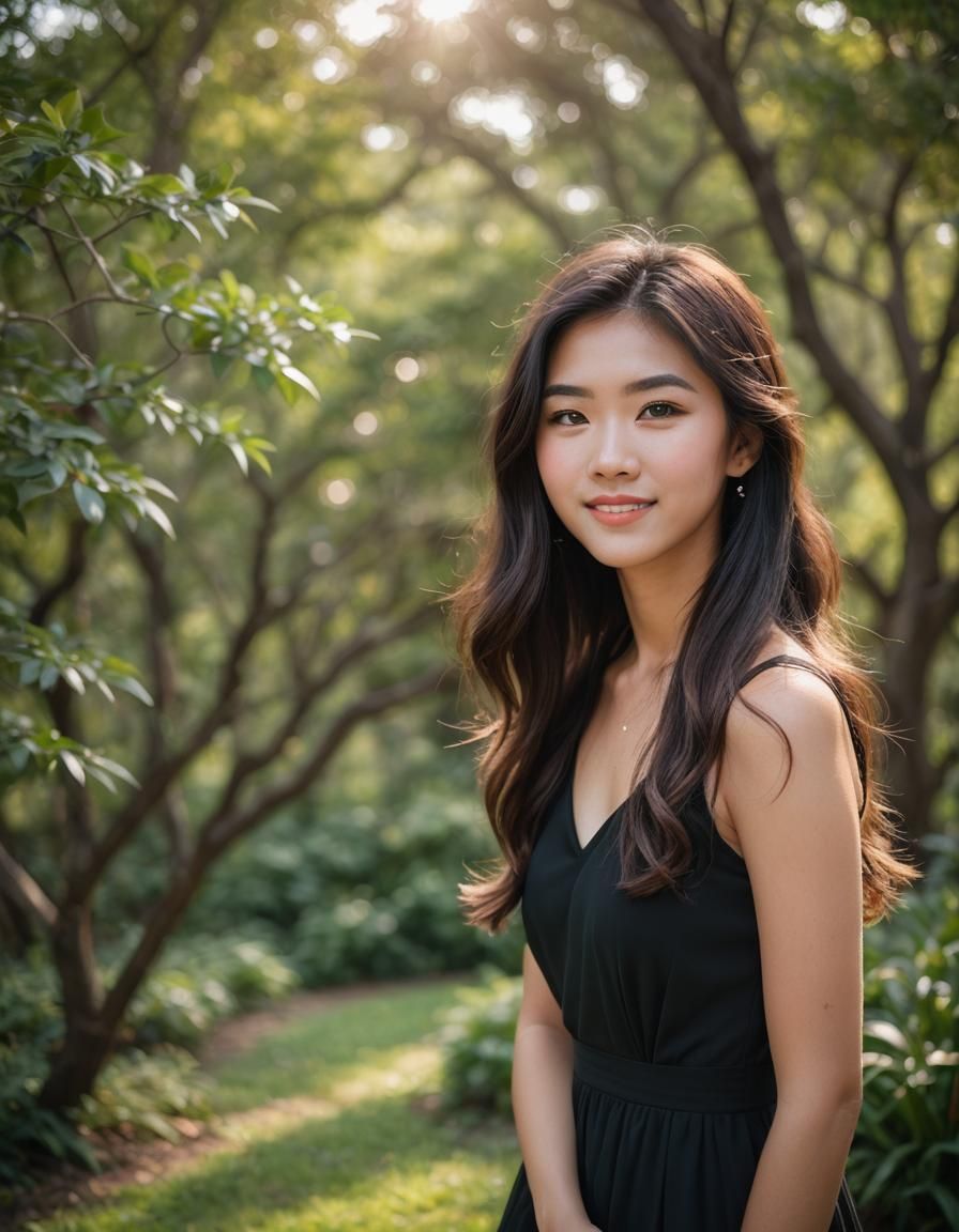 Portrait of a Beautiful Asian Girl with Soft Smile