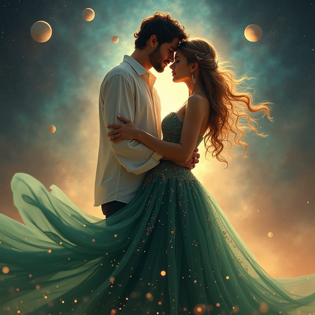 Libra Man and Sagittarius Woman in Cosmic Dance