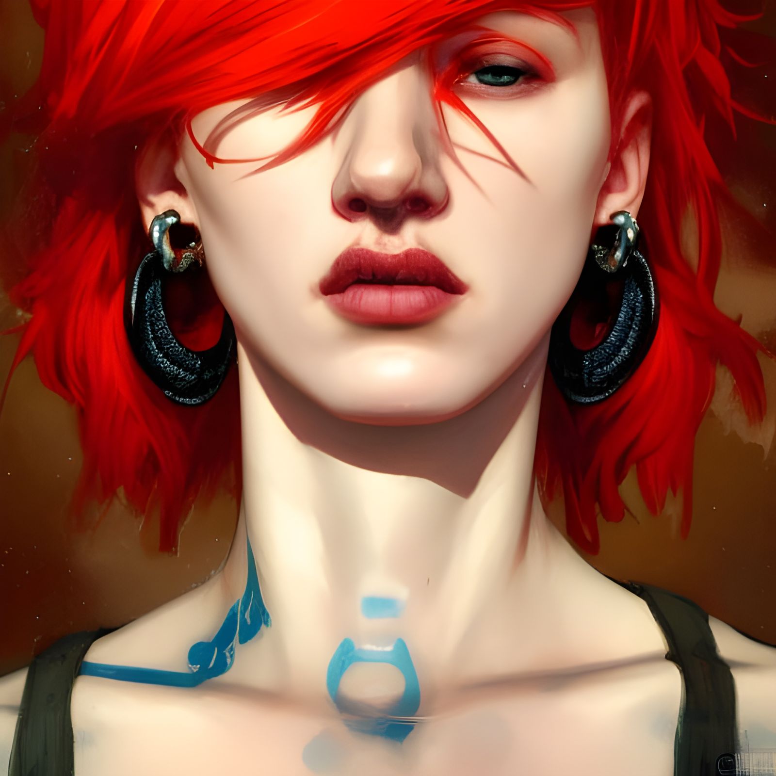 punk lady with black earrings by nan goldin