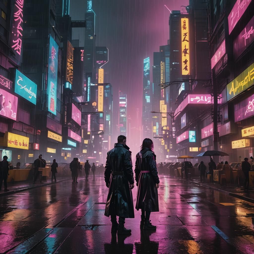 Cyberpunk 2099: Neon Rain in a Dystopian City