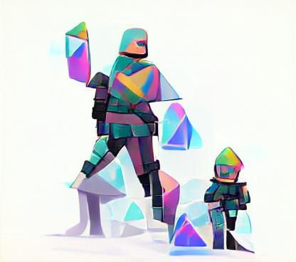 Geometric Crystal Soldiers in Vibrant Colors