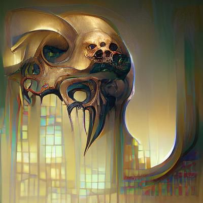 Sinister Dystopian Art Nouveau Skull