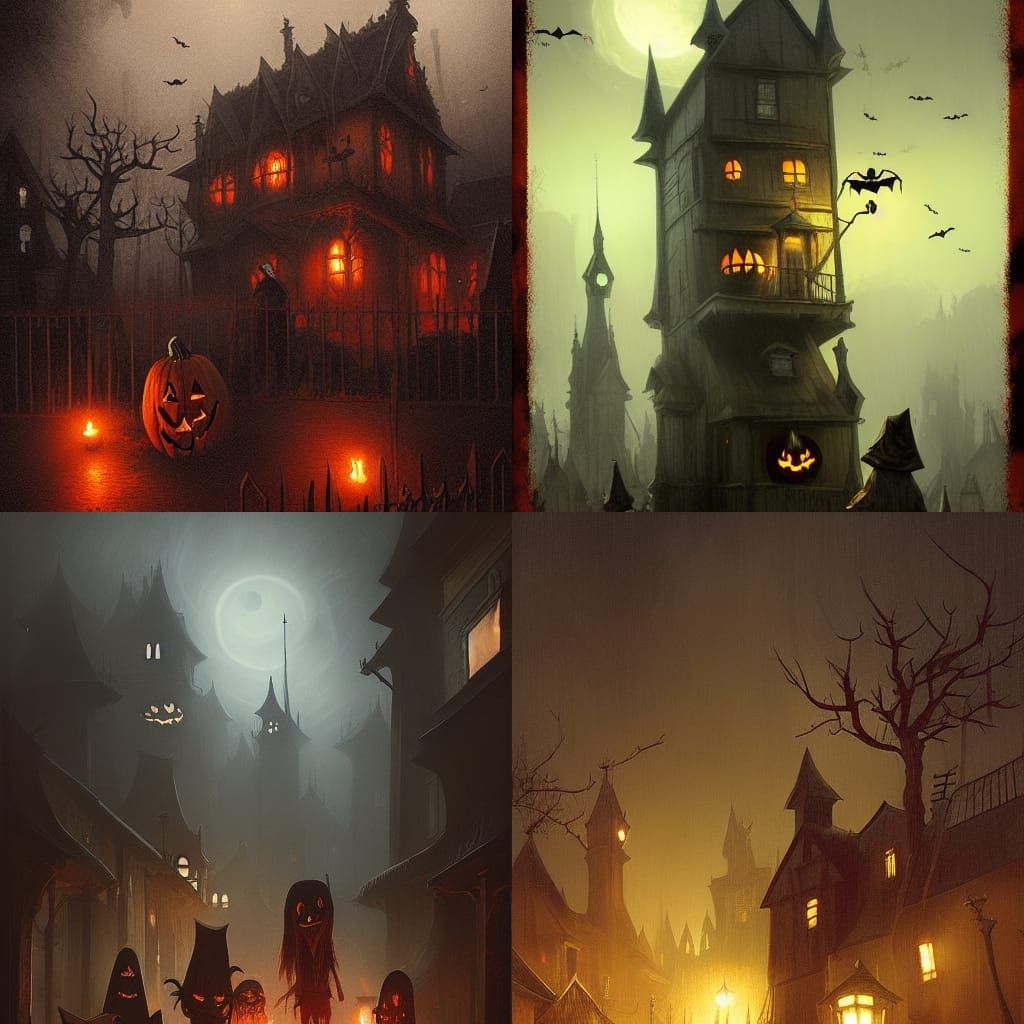 Sinister Halloween Village by Rutkowski