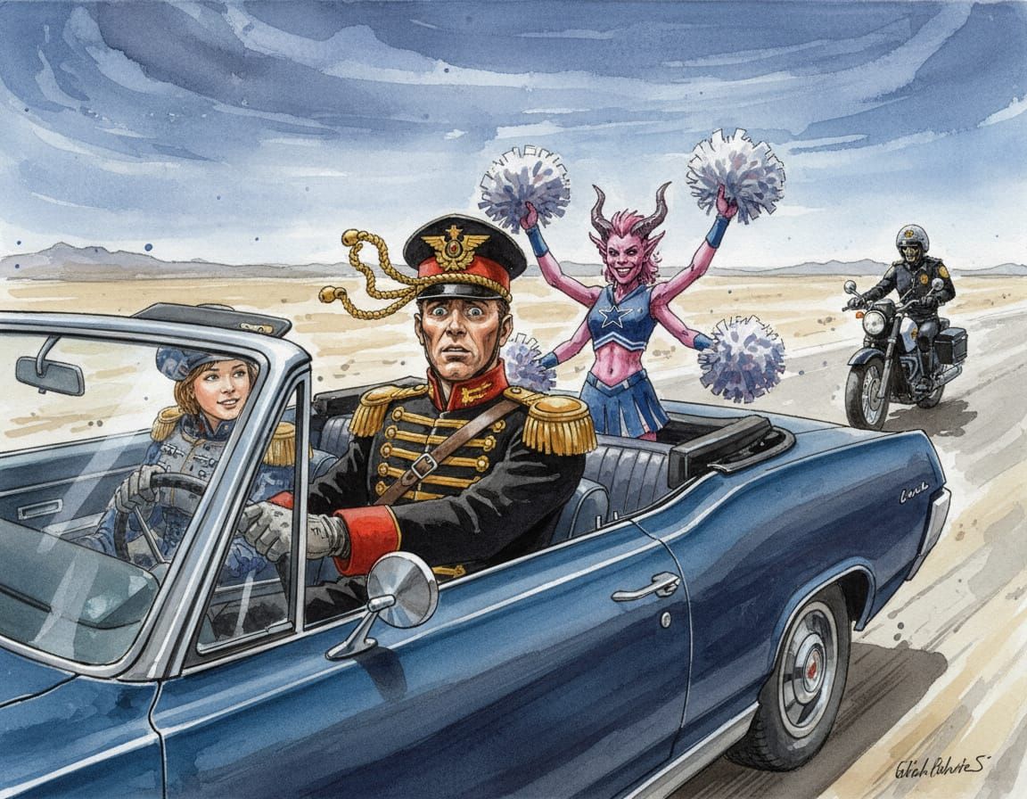 Imperial Commissar in a Pontiac Convertible Pursued by Necro...