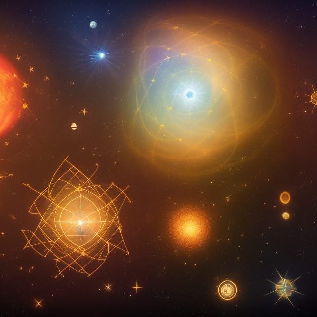 Illuminated Star Chart with Art Nouveau Flourishes