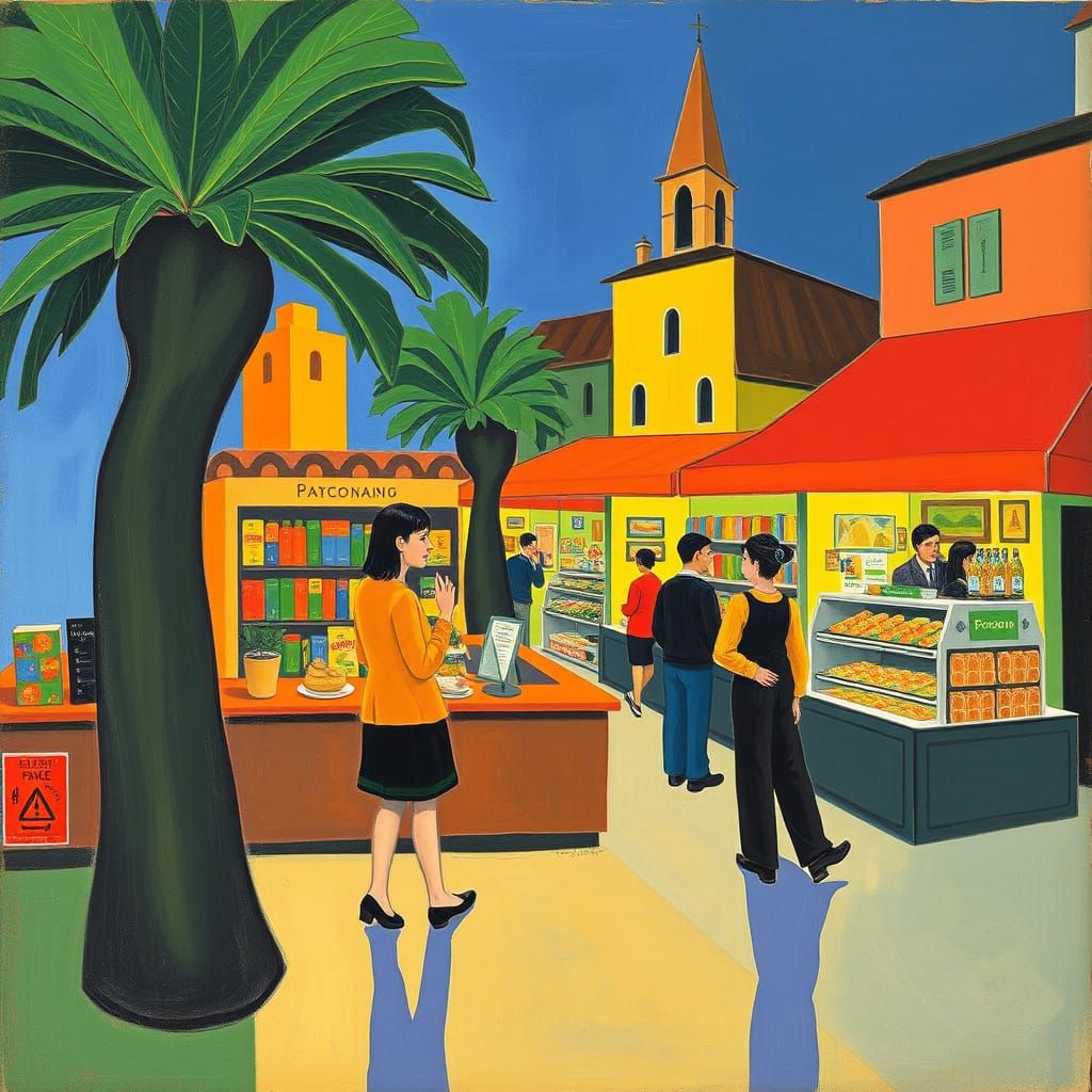 Supermarket Aisle in Post-Impressionist Style