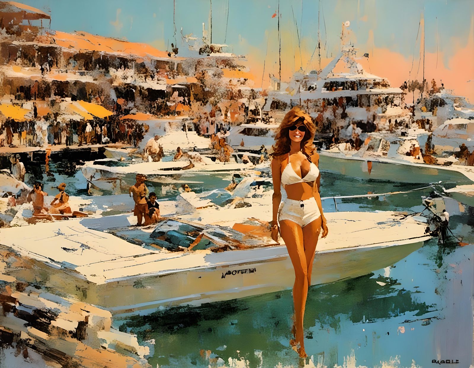 Raquel Welch at Marina as Impasto Painting
