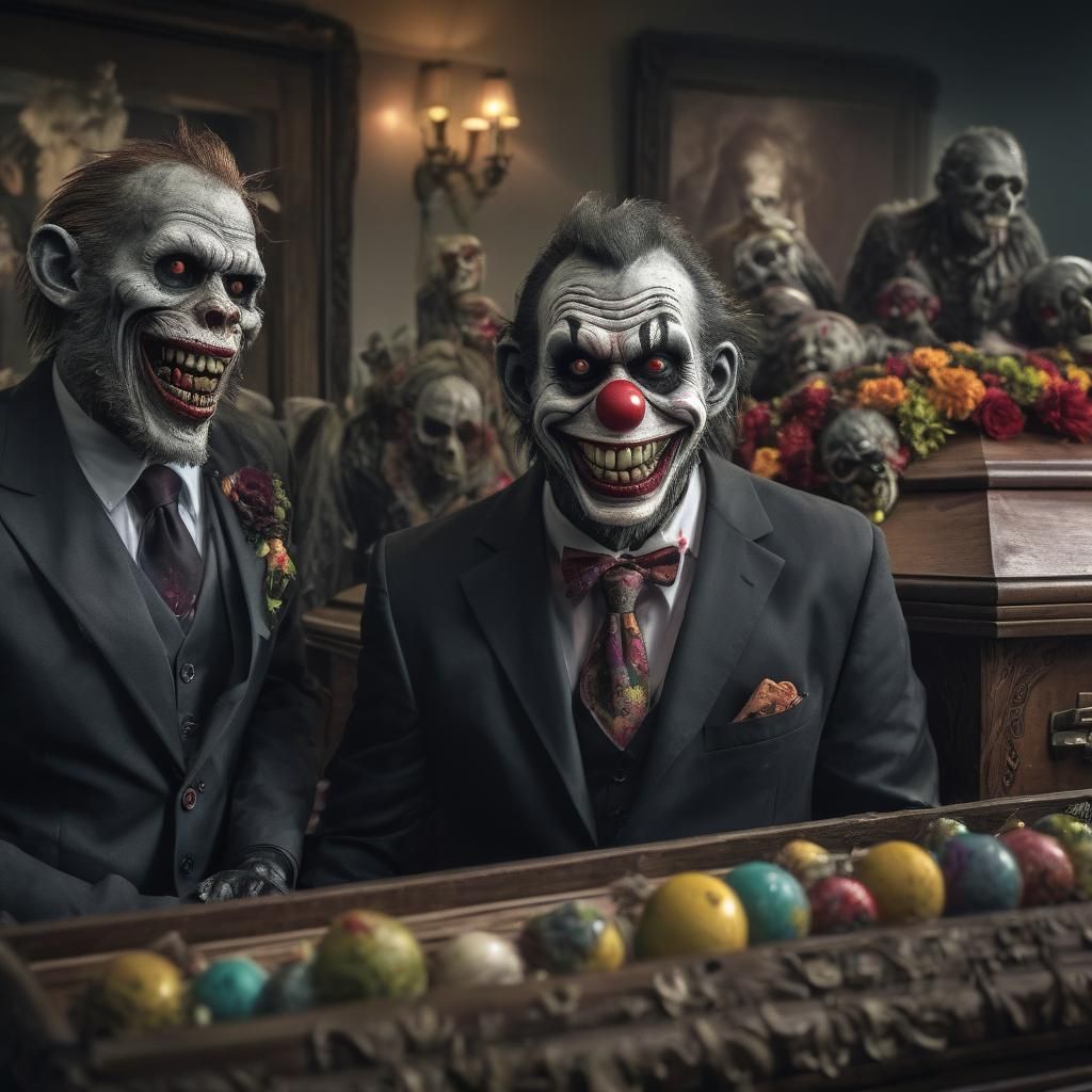 Zombie Monkey Monster Clown Funeral Director Image