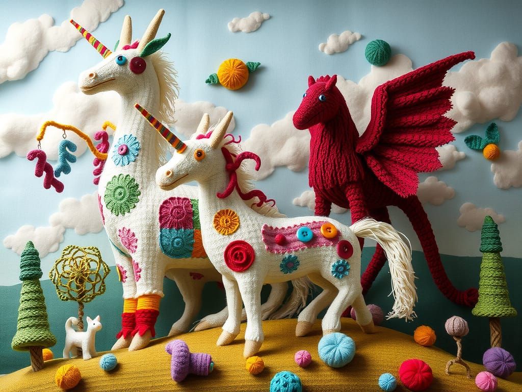 Whimsical Creatures Made of Vibrant Patchwork Fabric