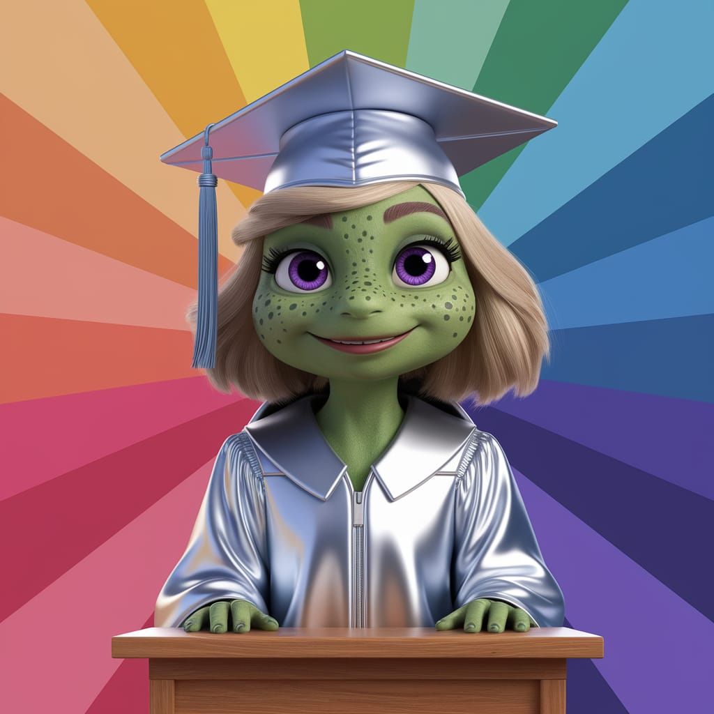 Turtle Graduation Ceremony in Pixar 3D Style